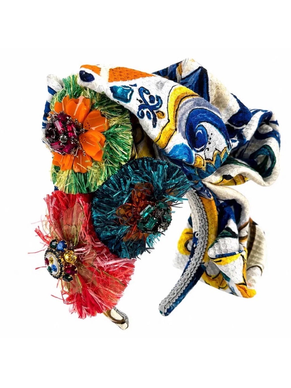 Colorful Floral Embellished Headband - Multicolor